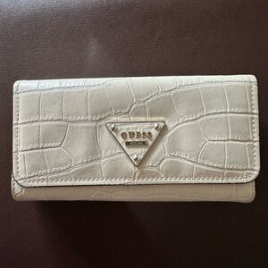 Guess crocodile textured trifold wallet